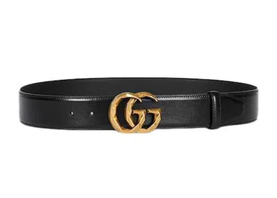 Pre-owned Gucci Men's  Gg Marmont Wide Belt In Black