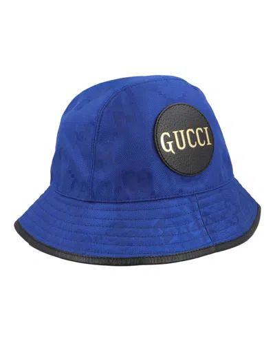 Pre-owned Gucci Men's  Gg Monogram Bucket Hat In Bright Blue