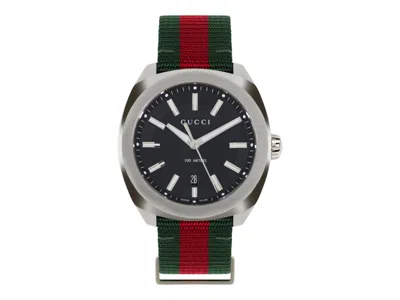 Pre-owned Gucci Men's  Gg Nylon Ya142305 Watch In Stainless Steel In Silver