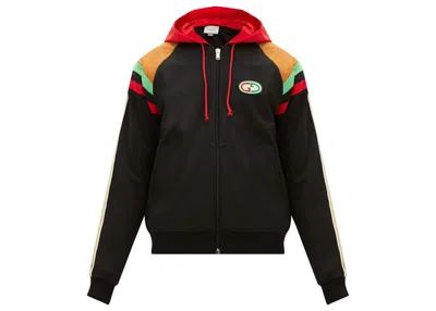 Pre-owned Gucci Men's  Gg Patch Web Stripe Hooded Bomber Jacketin Black