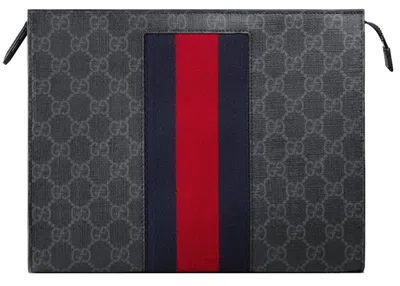 Pre-owned Gucci Men's  Gg Pouch In Black