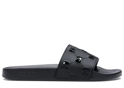Pre-owned Gucci Men's  Gg Slide Rubber Sneakers In Black