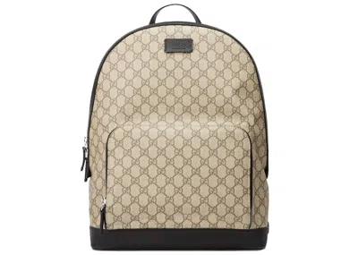 Pre-owned Gucci Men's  Gg Supreme Backpack In Beige/ebony