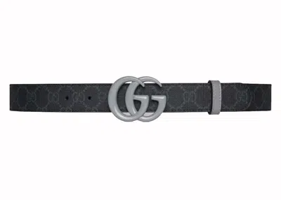 Pre-owned Gucci Men's  Gg Supreme Monogram Belt In Black/grey