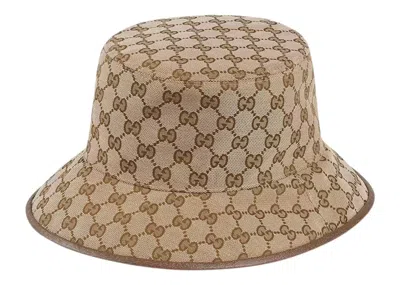 Pre-owned Gucci Men's  Gg Supreme Reversible Bucket Hat Bucket Hat In Beige Brown