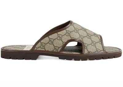 Pre-owned Gucci Men's  Gg Supreme Tofflor Biege Sneakers In Beige