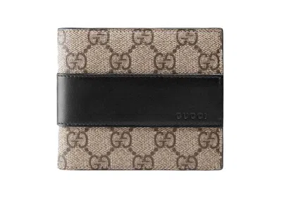 Pre-owned Gucci Men's  Gg Supreme Wallet In Beige/ebony