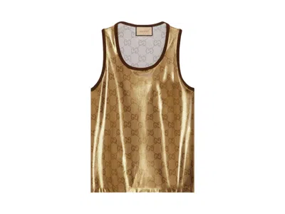 Pre-owned Gucci Men's  Gg Technical Jersey Tank Top In Gold