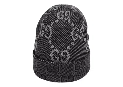 Pre-owned Gucci Men's  Gg Wool Hat In Black/dark Grey