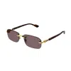Gucci Rimless Rectangle-frame Sunglasses In Gold