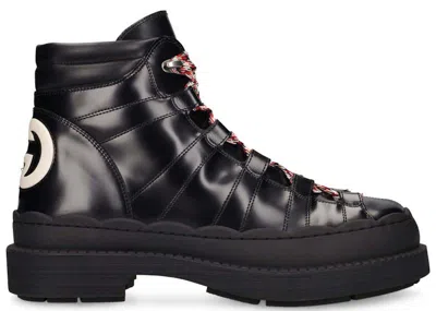 Pre-owned Gucci Men's  Ghibli Leather Trekking Boots Sneakers In Black