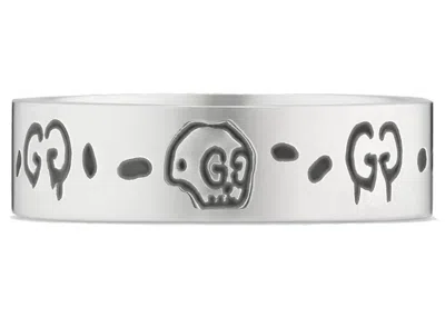 Pre-owned Gucci Men's  Ghost Ring Small In Silver