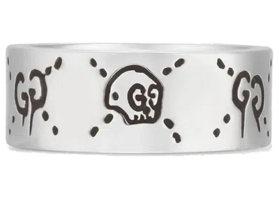 Pre-owned Gucci Men's  Ghost Skull Ring In Silver