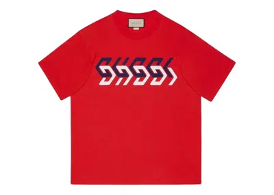 Pre-owned Gucci Men's  Graphic Logoprint T-shirt In Red