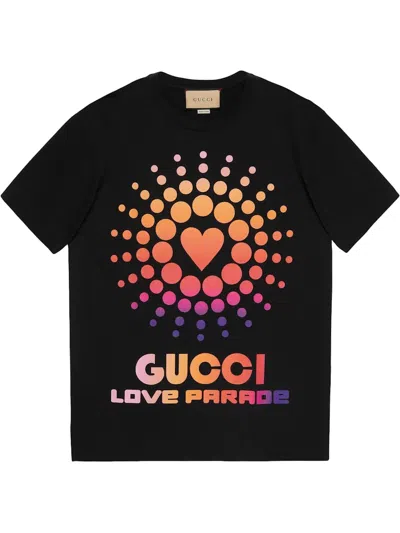 Pre-owned Gucci Men's  Graphicprint Tshirtin Black