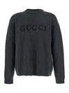 Gucci Logo-embroidered Ribbed Sweater In Gray