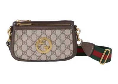 Pre-owned Gucci Men's   Blondie Gg Mini Bag Gg Supremered In Beige/ebony/green