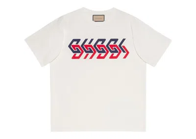 Pre-owned Gucci Men's   Mirror Print T-shirt In Ivory