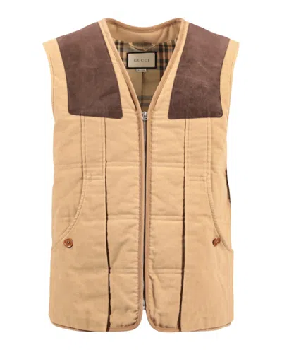 Pre-owned Gucci Men's   Moleskin Suede Detailed Vest In Fawn