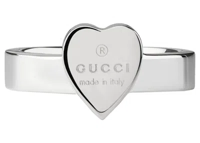Pre-owned Gucci Men's  Heart Ring In Silver