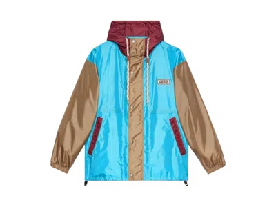 Pre-owned Gucci Men's  Hooded Block Jacket In Blue