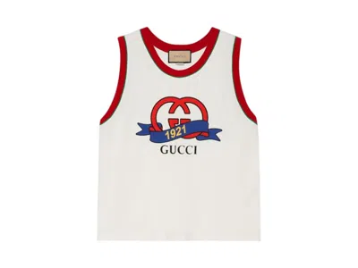 Pre-owned Gucci Men's  Interlocking G 1921 Print Tank Top In White