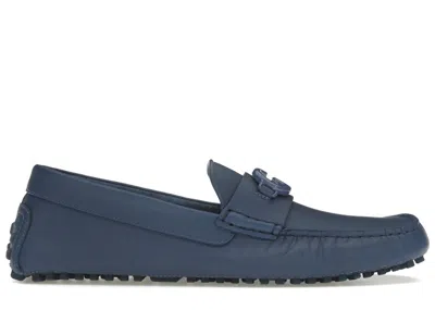 Pre-owned Gucci Men's  Interlocking G Driver Sneakers In Washed Indigo In Blue