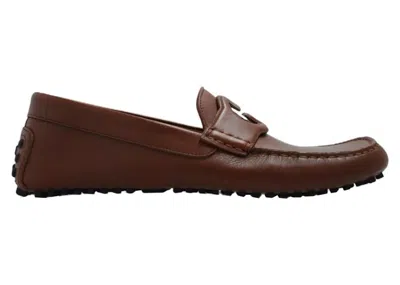 Pre-owned Gucci Men's  Interlocking G Moccasins Sneakers In Brown