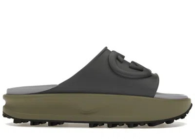 Pre-owned Gucci Men's  Interlocking G Slide Dark Khaki Sneakers In Grey