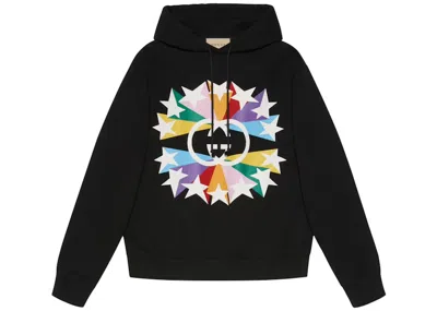 Pre-owned Gucci Men's  Interlocking G Star Burst Print Cotton Sweatshirt In Black