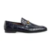 Gucci Jordaan Crocodile Leather Loafers In Blue