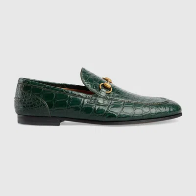 Gucci Men's  Jordaan Crocodile Loafer In Green
