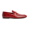 Gucci Jordaan Crocodile Leather Loafers In Red