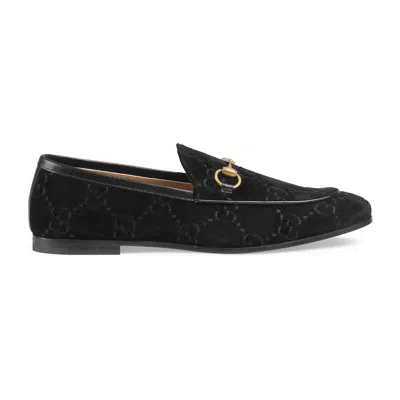 Gucci Jordaan Gg Velvet Loafer In Black