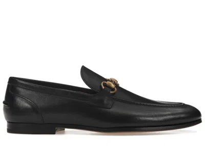 Pre-owned Gucci Men's  Jordaan Loafer Leather Sneakers In Black/gold