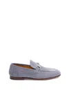 Gucci Suede Loafers With Metal Detail And Round Toe In Gray