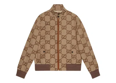 Pre-owned Gucci Men's  Jumbo Gg Canvas Jacket In Beige/ebony