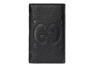 Pre-owned Gucci Men's  Jumbo Gg Card Case In Black