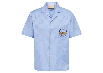 Pre-owned Gucci Men's  Kawaii Aloha Logo Shirt In Blue