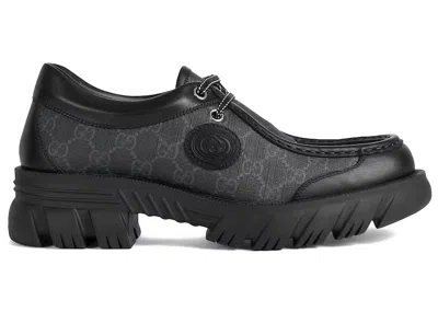 Pre-owned Gucci Men's  Lace Up Gg Monogram Sneakers In Black