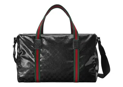 Pre-owned Gucci Men's  Large Duffle Bag With Web In Black