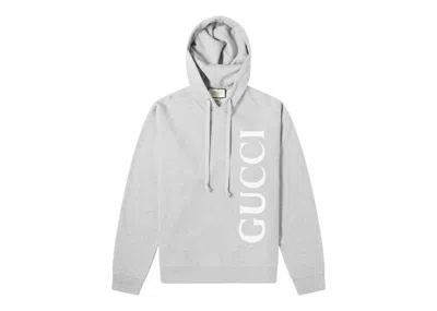 Pre-owned Gucci Men's  Large  Logo Popover Hoodie In Grey Marl