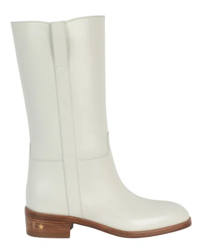 Pre-owned Gucci Men's  Leather Midcalf Boots Sneakers In White