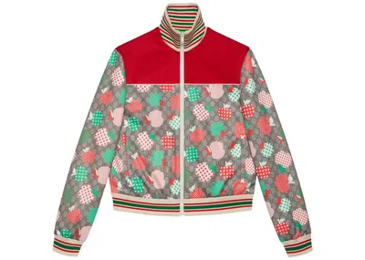 Pre-owned Gucci Men's  Les Pommes Zip Jacket In Red/beige/brown In Multi