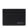 Gucci Black Card-holder With Logo Detail In Hammered Leather Man In Black