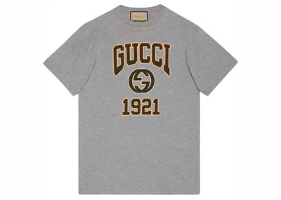Pre-owned Gucci Men's  Logo Print T-shirt In Gray