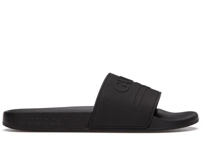 Pre-owned Gucci Men's  Logo Slide Rubber Sneakers In Black