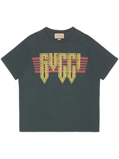 Pre-owned Gucci Men's  Logoprint T-shirt In Dark Green