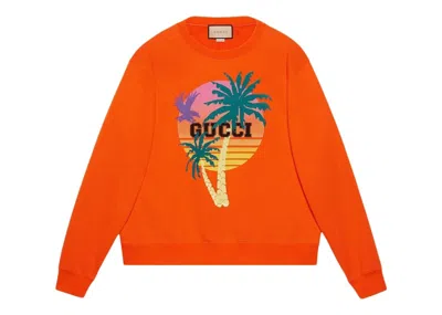 Pre-owned Gucci Men's  Love Parade Printed Cotton Sweatshirt In Orange