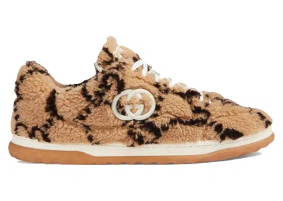 Pre-owned Gucci Men's  Mac80 Interlocking G Embroidery Sneakers In Beige/ebony